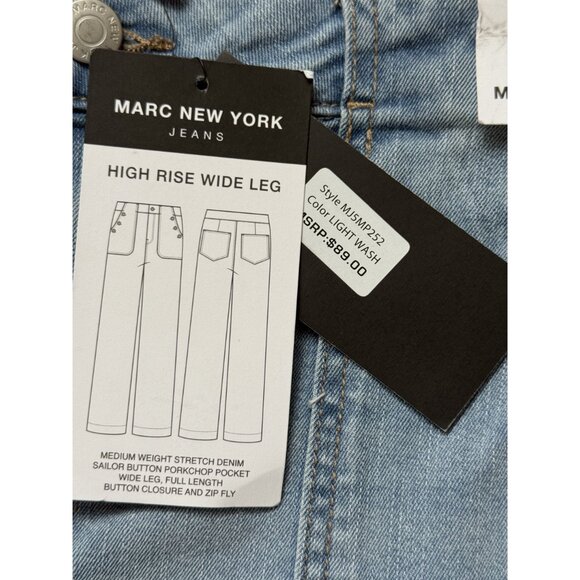 Marc New York Women's High Rise Wide Leg Jeans Light Wash Denim Stretch Sailor B - Picture 5 of 11